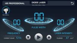 Professional diode laser hair removal device 755-808-940-1064 nm showing treatment settings – Dépil Beauté