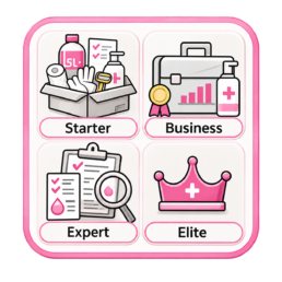 Visuel regroupant les formules Dépil Care® Refill Starter, Business, Expert et Elite