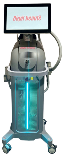 Laser mobile professionnel pour épilation définitive avec 4 longueurs d’onde 755 808 940 1064 nm, intelligence artificielle et gestion client par Dépil Beauté