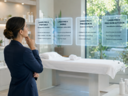 Tableau synth&eacute;tique pr&eacute;sentant le positionnement des diff&eacute;rentes plateformes technologiques de la gamme Laser Pro 4.